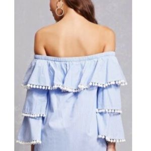 Forever 21 Tiered Off the Shoulder Pom Dress